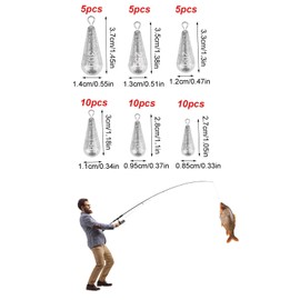 45 Pieces Teardrop Fishing Weights, Fishing Sinker Lead Fishing Set, Teardrop Fishing Lead Base Lead, Casting Lead Sinker, Suitable for Outdoor Fishing, Sea Fishing etc. (5g/10g/15g/20g/25g/30g)