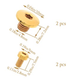 LIANCHEN 2 Pieces Bicycle Bleed Screw M5 x 10 mm with O-Ring, Bicycle Split Body Oil Cap Screw Titanium Alloy Oil Cylinder Cover Screws for Brake Lever for Split Bicycle Body (Golden)