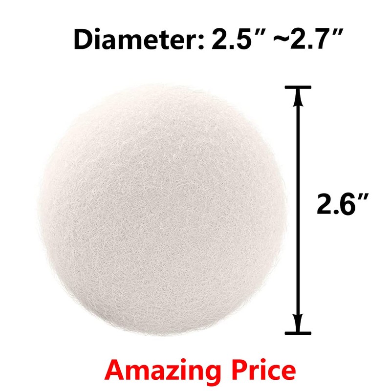Otylzto Wool Dryer Balls 6-Pack, Drying Balls for Laundry,Reusable As