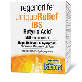Natural Factors Natural Factors UniqueRelief? IBS Butyric Acid 500 mg 30 Packets, Helps Relieve IBS Symptoms, Proudly Canadian
