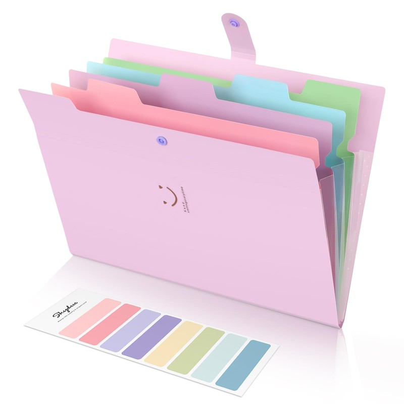 SKYDUE 5 Pockets Expanding File Folder, File Folders, Cute Accordion