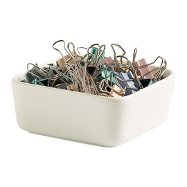 Mecaikru Ceramic Paper Clip Holder for Desk Cute Binder Holder Paperclip Holders for Office Paper Clips Dispenser Organizer desk décor (white)