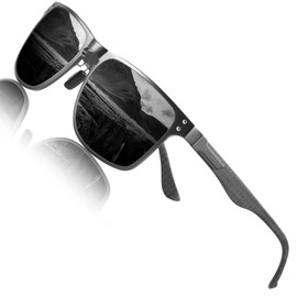 ANYLUV Polarized Mens Sunglasses, Upgraded Square Sun Glasses Carbon Fiber Temple Driving with UV Protection