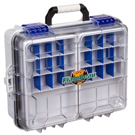Flambeau Outdoors 3000WPNC Waterproof Satchel 3000, Portable Waterproof Tackle Box with Trays, Gray/Clear