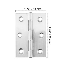 ZOENHOU Pack of 16 Stainless Steel Hinges, 63 x 44 mm Stainless Steel Door Hinges, Foldable Piano Hinge Door Hinges Connector with 96 Pieces Screws for Cabinets, Windows, Doors