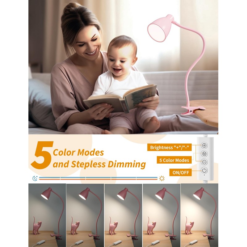 BOHON Cute Desk Lamp with Clamp 10W 38 LED Clip