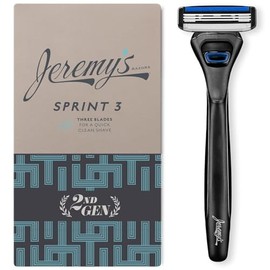 Jeremy's Razors- Para hombres: afeitadora Sprint de 3 hojas, hojas de acero inoxidable, banda lubricante, cabezal pivotante, afeitadora para hombres