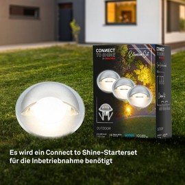 BRILONER - Connect to Shine 12V Garden System Set of 3 Recessed Floor Spotlights with Side Light, Extension Set, IP65, Warm White Light, Garden Lighting, Recessed Floor Lights, 35 x 36 mm, Silver