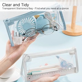 QYINXIU 4 Pcs Zipper Pencil Pouch, PVC Clear pencil case, Pencil Storage Bag, Waterproof Travel Makeup Bag, Stationery Office Supplies Washing Storage Bag