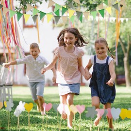 FLEXNOVA Bunting Outdoor Green, 3 Pieces 4 m x 12 Flags Bunting Garland Outdoor Weatherproof Bunting Green Fabric Children's Room Muslin for Wedding Birthday Baby Shower