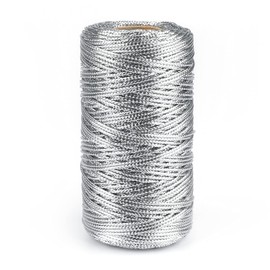 G2PLUS 100 m Metallic Cord 1.5 mm Silver Thread Cord DIY Craft Cord Packaging Cord for Gift Wrapping Paper, Decoration, Crafts