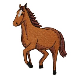 ID 0726Z Wild Horse Jumping Patch Farm Animal Mare Embroidered Iron On Applique