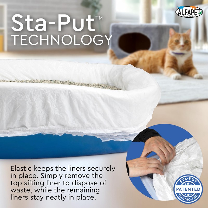 Alfapet Sifting Cat Litter Box Liners - Jumbo 10 Count,