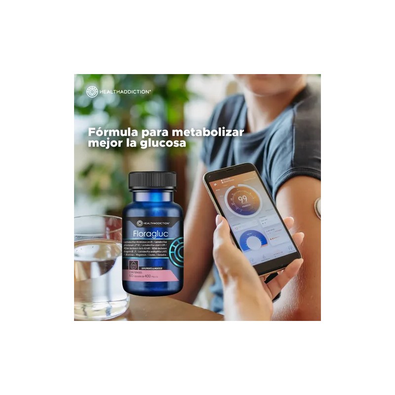 Healthaddiction Probióticos Glucosa Floragluc Apoyo Digestivo Control Biotina Magnesio Cromo