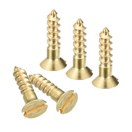 TA-VIGOR 100Pcs Self Tapping Screws, M3 Slotted Flat Head Screw, 12mm Round Head Slotted Tapping Screws, Brass Machine Wood Fasteners Bolts for Wood, Drywall, Furniture, Repairing