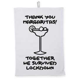 Hippowarehouse Thank You Margarita We Survived Lockdown Tea Towel Eco Printed Dish Cloth Kitchen accessory 50cmx70cm 100% Cotton