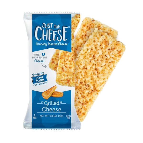 Just the Cheese Bars Cheese Crisps | High Protein Baked Keto Snack | Made with 100% Real Cheese | Gluten Free | Low Carb Lifestyle | GRILLED CHEESE INSPIRED BLEND, 0.8 Ounces (Pack of 10)