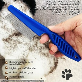 Flea Comb for Cats Dogs, 3 PCS Lice Combs Fine Tooth Comb Grooming Set for Cat Dog Pets Float Hair Tear Marks Tick Removal Tool