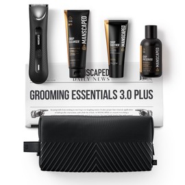 MANSCAPED® Grooming Essentials 3.0 Plus Routine with The Lawn Mower® 3.0 Plus Men's Groin Hair Trimmer, Crop Preserver® Ball Deodorant, Crop Cleanser®, Crop Soother™ Aftershave, Shed 2.0 Toiletry Bag