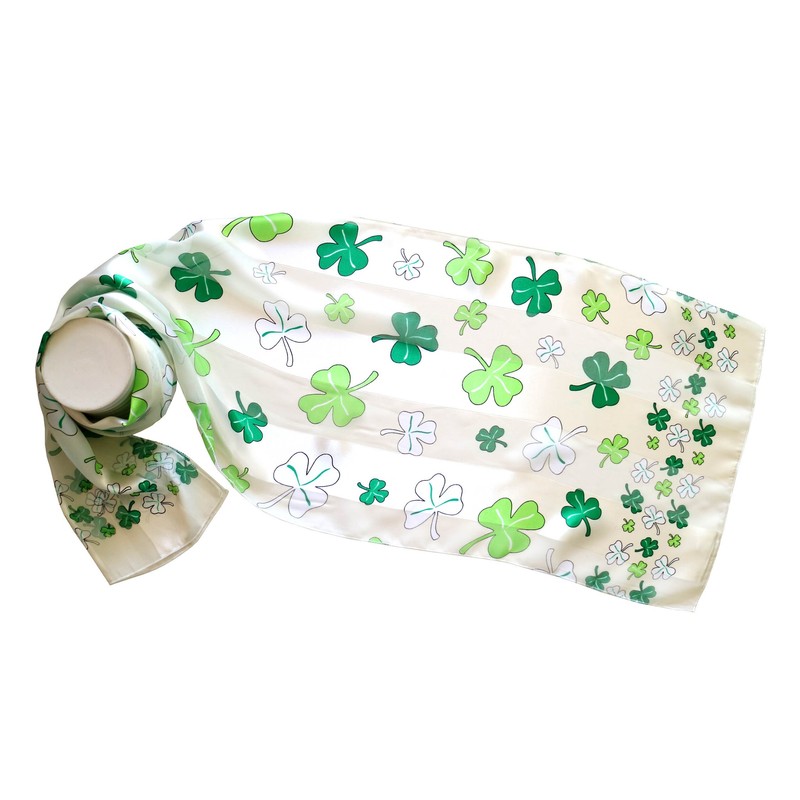 Shamrock St Patricks Day Scarf Shamrock print scarf (White)
