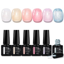 MEET ACROSS 6Pcs Pale Poly Nail Gel Set Nude Pink Purple Sky Blue Poly Extension Gel Nail Kit Manicure DIY for Women 6 Colors