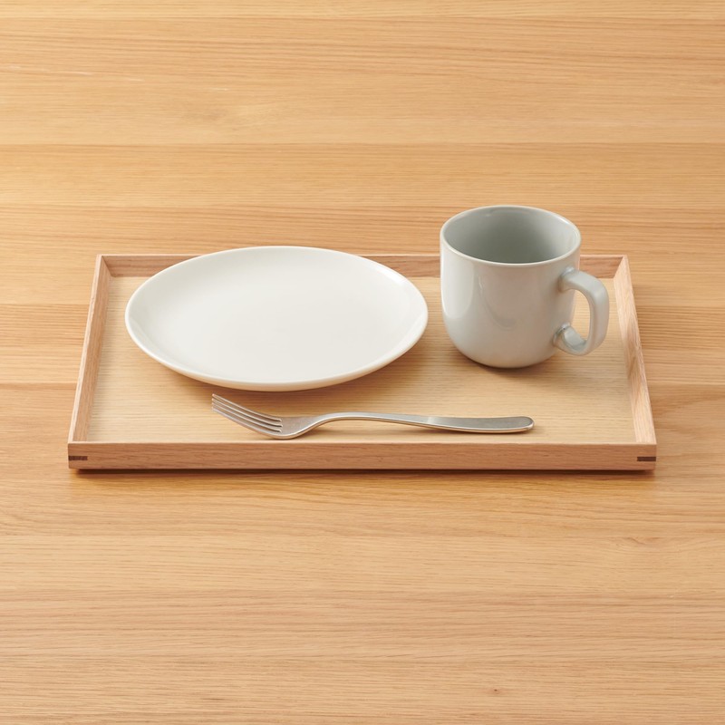 MUJI MDC80A2S Wooden Square Tray, Natural, Approx. Width 13.8 x