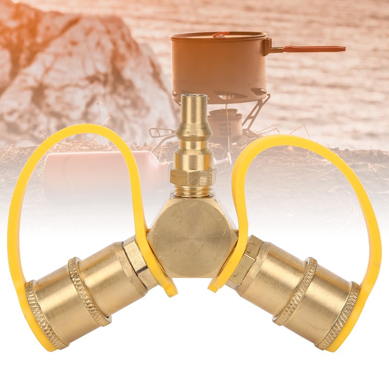 FECAMOS LPG Gas Line Splitter Adapter with 3 Spouts Propane