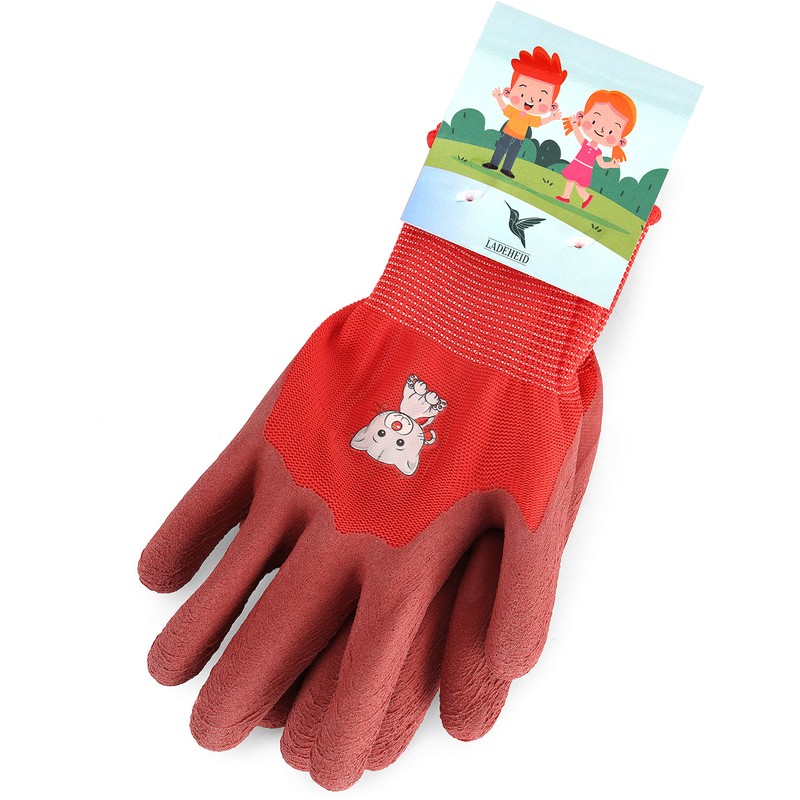 Ladeheid Children's Girl's Boy's Safety Working Gardening Gloves BD002 (Red,