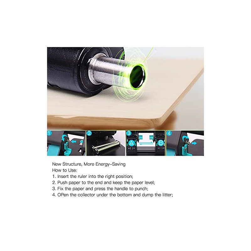 GLOGLOW Perforadora de 2 Orificios, Capacidad de 70 Hojas, para