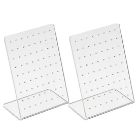 2 Pcs Earrings Stand Display Showing Showcase Rack Ear Cuff Studs Holder Hanger Hook 72 Holes 36 Pairs 72 Holes Translucent Jewelry Towers