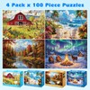 4-Pack 100 Piece Puzzle, Four Seasons Scenery 100 Piece Puzzles
