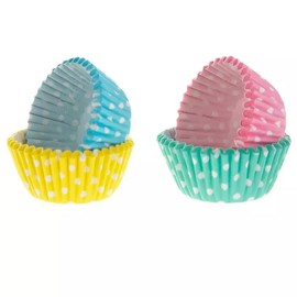 Tiny Pastel Polka Dot Candy Baking Cups -Bite Sized - 100 Count