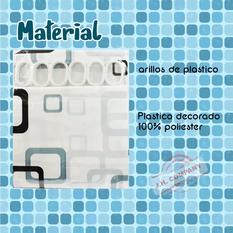 J.H COMPANY Cortina De Ducha Distintos Estampados 12 Ganchos 180
