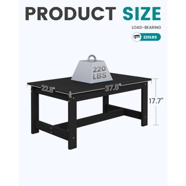 SERWALL SERWALL HDPE Outdoor Coffee Table, All-Weather Patio Coffee Table, Rectangle Adirondack Outdoor Table Fits with Outdoor Sectional Couch for Outside Deck Porch Lawn, 37.8" x 22.8", Black