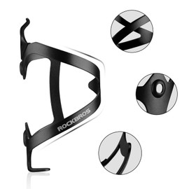 Rockbros Bicycle Drink Holder, Bottle Cage, Road Bike, Bottle Holder, Aluminum Alloy, Lightweight, Durable, Compatible with Plastic Bottles, Tool Bottles (Black, Set of 2)