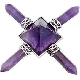 Nupuyai Nupuyai Energie Generator Pyramide 4 Punkte Amethyst Kristall Energiegenerator Heilstein fr Reiki Meditation