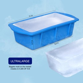 SILKORA - Extra Large Ice block Mold, Shape 2,5 Lbs Ice Bricks, 4Pcs Large Ice molds with Lids for Stackings Ice Bath, Silicone Ice Cube Molds for Cold Plunge and Kitchen.