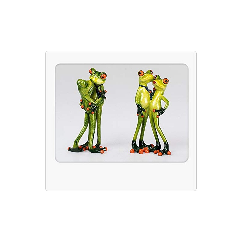 Pair of Frog Figurines Kisses Light Green Assorted Models