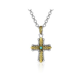 Montana Silversmiths Christian Faith Cross Men's Necklace (At The Center of Faith Cross Necklace)