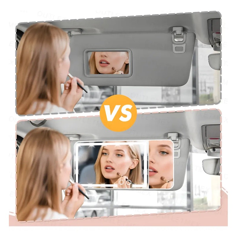 Espejo De Maquillaje De Visera De Coche Con 3 Modos