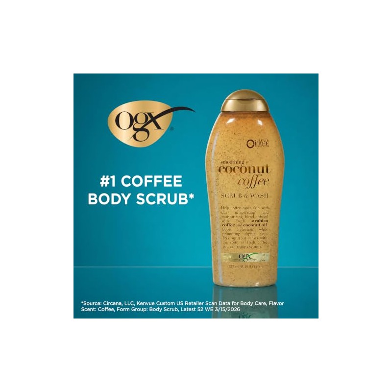 OGX, Body Wash y Exfoliante de Coco y Café, 577