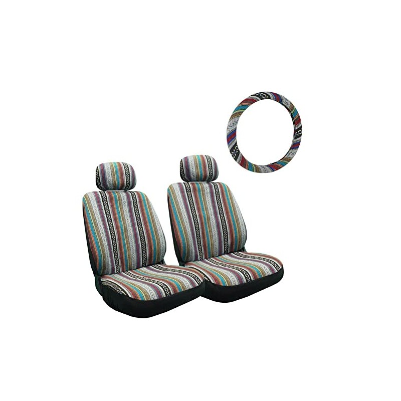 Universal Baja Inca Saddle Mexican Blanket Low Back Seat Cover