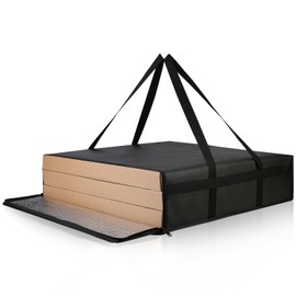 Bodaon pizza bags for delivery, 24" x 24" x 6" Insulated Pizza Delivery Bag Thermal Carrier, Catering and Food Warmer for Hot Box Transport, Pizza Warmer Carrier for Doordash Drivers, Black, 1-Pack