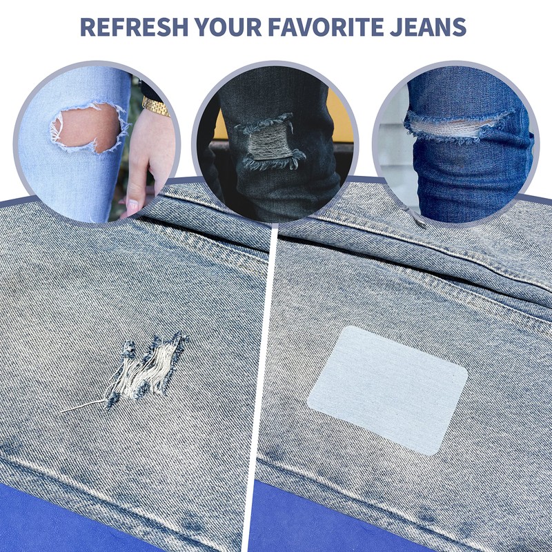 KING MOUNTAIN Iron-on Repair Patch,3"x60"100% Cotton Denim Iron-on Repair Patch,