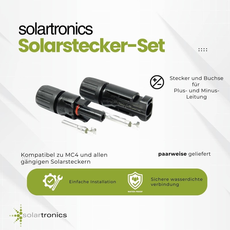 SOLARTRONICS 12 Pairs of Solar Plugs, Male/Female Solar Panel Cable