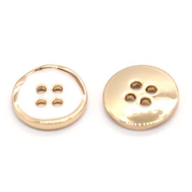 USOSOU 11mm 4 Holes Gold Metal Shirt Buttons, Small Round Gold White Button for Sewing, Kids Women Blouse, Top, Cuff, Collar, Dress, Vintage Handmade Decorations, DIY Crafts (20pcs 11mm(0.43inch))