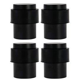 4 Pack Floor Door Stopper, Black Door Stop Stainless Steel Modern Door Stoppers Wall Protector Commercial Door Bumper Wedge Decorative Cylindrical Floor Mount Door Stops for Bottom of Door (4, Black)