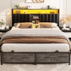 Aheaplus Queen Size Bed Frame with Charging Station & Led