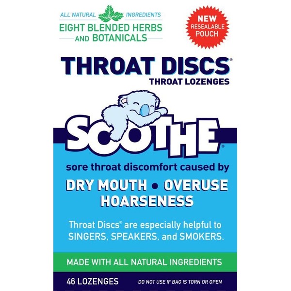 Throat Discs Throat Lozenges, 46 Count resealable Pouch (Pack of 4)
