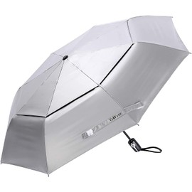 G4Free UPF 50+ UV Protection Travel Umbrella 42/46 Inch Windproof Silver Coating Sun Blocking Umbrella, Splitter Black, Compact